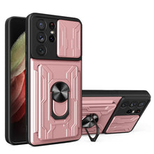 Load image into Gallery viewer, Camera Cover Phone Case with Card Slot &amp; Holder, For Samsung Galaxy A02 / M02, For Samsung Galaxy A32, For Samsung Galaxy S20 FE, For Samsung Galaxy S20+, For Samsung Galaxy S21 Ultra 5G, For Samsung Galaxy A02s EU Version