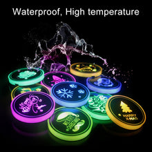 Load image into Gallery viewer, Car AcrylicColorful USB Charger Water Cup Groove LED Atmosphere Light, Bell, Santa Claus, Christmas Deer, Christmas Hat, Christmas Tree, Christmas, Glove, Socks, Snowflake, English Deer, English Christmas, English Tree