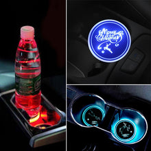 Load image into Gallery viewer, Car AcrylicColorful USB Charger Water Cup Groove LED Atmosphere Light, Bell, Santa Claus, Christmas Deer, Christmas Hat, Christmas Tree, Christmas, Glove, Socks, Snowflake, English Deer, English Christmas, English Tree