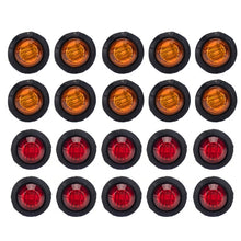 Load image into Gallery viewer, 20 in 1 Red + Amber Light Truck Trailer LED Round Side Marker Lamp, A5014