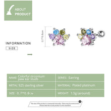 Load image into Gallery viewer, S925 Sterling Silver Color Zircon Cute Claw Ear Stud Women Earrings, Color Zircon Cute Claw