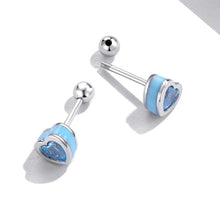 Load image into Gallery viewer, S925 Sterling Silver Heart Zircon Ear Stud Women Earrings, Heart Zircon(Blue), Heart Zircon(Red)