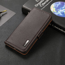 Load image into Gallery viewer, KHAZNEH Side-Magnetic Litchi Genuine Leather RFID Phone Case, For Xiaomi Mi 11 Lite 5G / Mi 11 Lite, For Xiaomi Mi 11, For Xiaomi Mi 11T / Mi 11T Pro, For Xiaomi Redmi Note 10 5G, For Xiaomi Redmi Note 10 Pro, For Xiaomi Redmi K40 Pro / Poco F3        ...