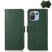 Load image into Gallery viewer, KHAZNEH Side-Magnetic Litchi Genuine Leather RFID Phone Case, For Xiaomi Mi 11 Lite 5G / Mi 11 Lite, For Xiaomi Mi 11, For Xiaomi Mi 11T / Mi 11T Pro, For Xiaomi Redmi Note 10 5G, For Xiaomi Redmi Note 10 Pro, For Xiaomi Redmi K40 Pro / Poco F3        ...