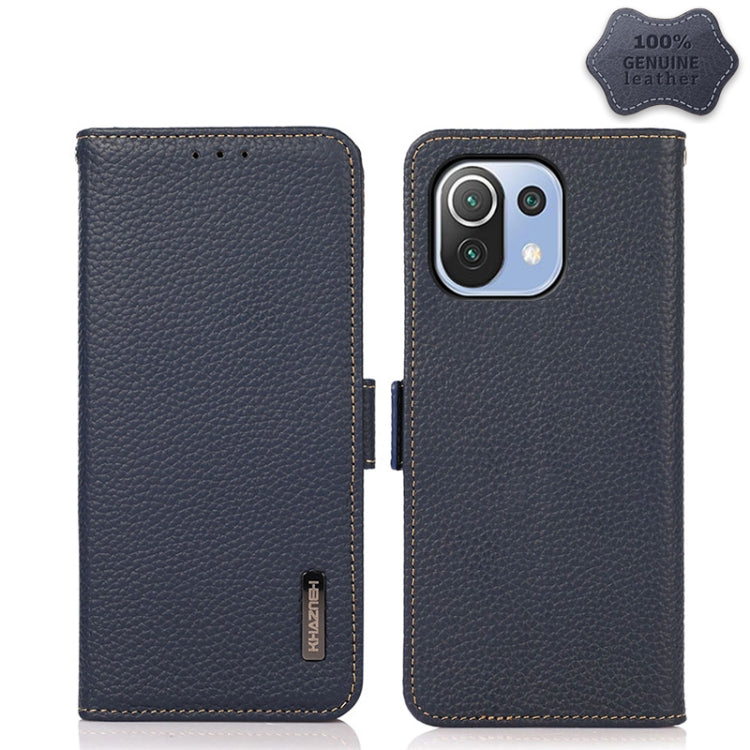 KHAZNEH Side-Magnetic Litchi Genuine Leather RFID Phone Case, For Xiaomi Mi 10S, For Xiaomi Mi 10T Lite 5G, For Xiaomi Mi 10T 5G, For Xiaomi Mi 11 Lite 5G / Mi 11 Lite, For Xiaomi Mi 11 Pro, For Xiaomi Mi 11 Ultra, For Xiaomi Mi 11                     ...