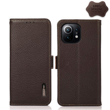 Load image into Gallery viewer, KHAZNEH Side-Magnetic Litchi Genuine Leather RFID Phone Case, For Xiaomi Mi 11 Lite 5G / Mi 11 Lite, For Xiaomi Mi 11, For Xiaomi Mi 11T / Mi 11T Pro, For Xiaomi Redmi Note 10 5G, For Xiaomi Redmi Note 10 Pro, For Xiaomi Redmi K40 Pro / Poco F3        ...