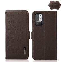 Load image into Gallery viewer, KHAZNEH Side-Magnetic Litchi Genuine Leather RFID Phone Case, For Xiaomi Mi 11 Lite 5G / Mi 11 Lite, For Xiaomi Mi 11, For Xiaomi Mi 11T / Mi 11T Pro, For Xiaomi Redmi Note 10 5G, For Xiaomi Redmi Note 10 Pro, For Xiaomi Redmi K40 Pro / Poco F3        ...