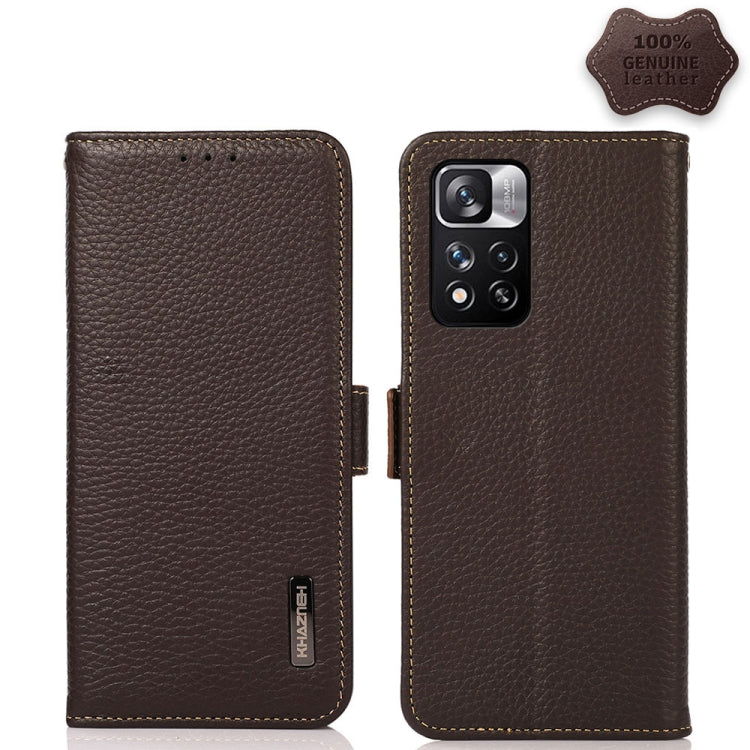 KHAZNEH Side-Magnetic Litchi Genuine Leather RFID Phone Case, For Xiaomi Mi 10S, For Xiaomi Mi 10T Lite 5G, For Xiaomi Mi 10T 5G, For Xiaomi Mi 11 Lite 5G / Mi 11 Lite, For Xiaomi Mi 11 Pro, For Xiaomi Mi 11 Ultra, For Xiaomi Mi 11                     ...