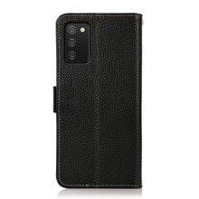 Load image into Gallery viewer, KHAZNEH Side-Magnetic Litchi Genuine Leather RFID Phone Case, For Samsung Galaxy A02s EU Version, For Samsung Galaxy A02s Global Version, For Samsung Galaxy A03s 166mm Version, For Samsung Galaxy A12 5G, For Samsung Galaxy A22 4G                       ...