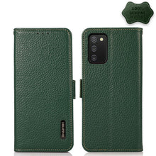 Load image into Gallery viewer, KHAZNEH Side-Magnetic Litchi Genuine Leather RFID Phone Case, For Samsung Galaxy A02s EU Version, For Samsung Galaxy A02s Global Version, For Samsung Galaxy A03s 166mm Version, For Samsung Galaxy A12 5G, For Samsung Galaxy A22 4G                       ...