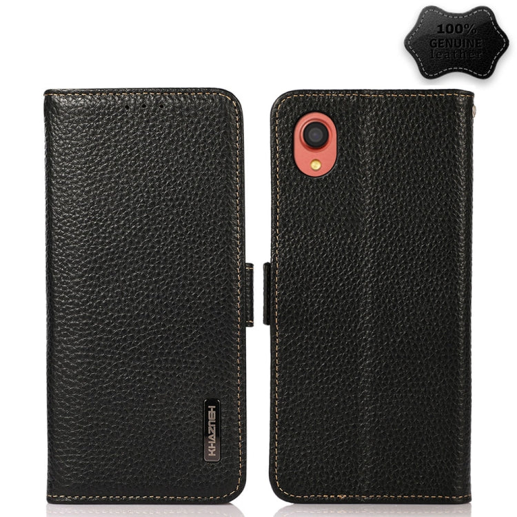 KHAZNEH Side-Magnetic Litchi Genuine Leather RFID Phone Case, For Samsung Galaxy A02s EU Version, For Samsung Galaxy A02s Global Version, For Samsung Galaxy A03s 166mm Version, For Samsung Galaxy A12 5G, For Samsung Galaxy A22 4G                       ...