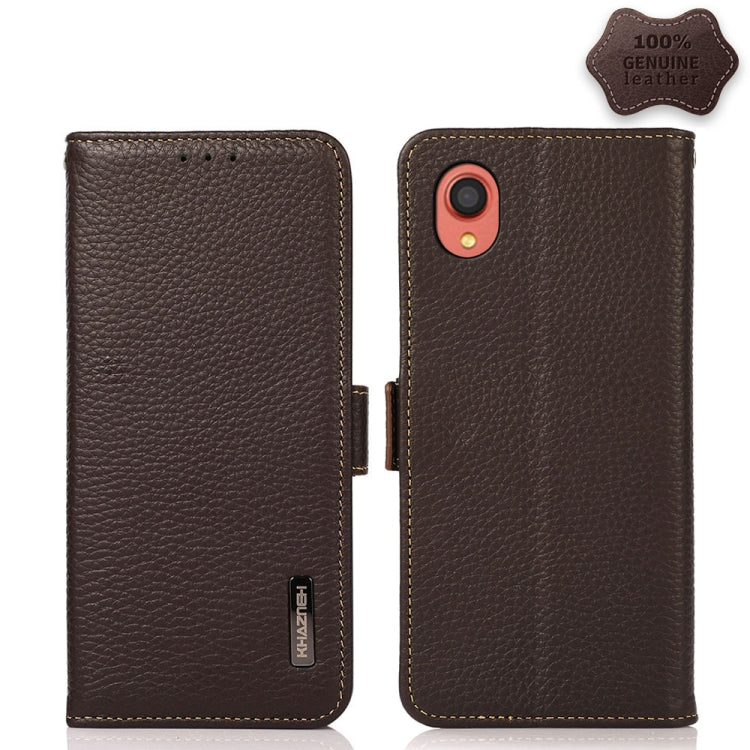 KHAZNEH Side-Magnetic Litchi Genuine Leather RFID Phone Case, For Samsung Galaxy A02s EU Version, For Samsung Galaxy A02s Global Version, For Samsung Galaxy A03s 166mm Version, For Samsung Galaxy A12 5G, For Samsung Galaxy A22 4G                       ...
