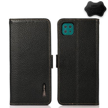 Load image into Gallery viewer, KHAZNEH Side-Magnetic Litchi Genuine Leather RFID Phone Case, For Samsung Galaxy A02s EU Version, For Samsung Galaxy A02s Global Version, For Samsung Galaxy A03s 166mm Version, For Samsung Galaxy A12 5G, For Samsung Galaxy A22 4G                       ...