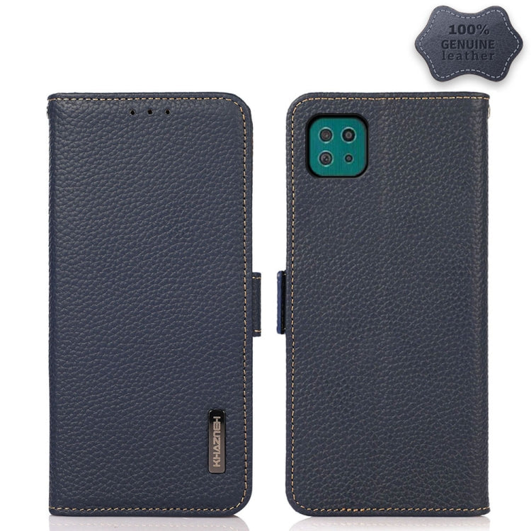 KHAZNEH Side-Magnetic Litchi Genuine Leather RFID Phone Case, For Samsung Galaxy A02s EU Version, For Samsung Galaxy A02s Global Version, For Samsung Galaxy A03s 166mm Version, For Samsung Galaxy A12 5G, For Samsung Galaxy A22 4G                       ...