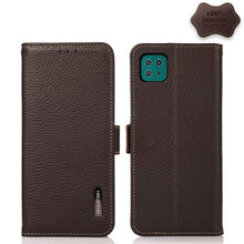 Load image into Gallery viewer, KHAZNEH Side-Magnetic Litchi Genuine Leather RFID Phone Case, For Samsung Galaxy A02s EU Version, For Samsung Galaxy A02s Global Version, For Samsung Galaxy A03s 166mm Version, For Samsung Galaxy A12 5G, For Samsung Galaxy A22 4G                       ...