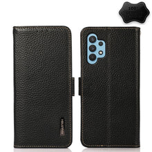 Load image into Gallery viewer, KHAZNEH Side-Magnetic Litchi Genuine Leather RFID Phone Case, For Samsung Galaxy A02s EU Version, For Samsung Galaxy A02s Global Version, For Samsung Galaxy A03s 166mm Version, For Samsung Galaxy A12 5G, For Samsung Galaxy A22 4G                       ...