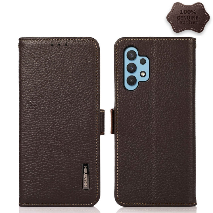 KHAZNEH Side-Magnetic Litchi Genuine Leather RFID Phone Case, For Samsung Galaxy A02s EU Version, For Samsung Galaxy A02s Global Version, For Samsung Galaxy A03s 166mm Version, For Samsung Galaxy A12 5G, For Samsung Galaxy A22 4G                       ...