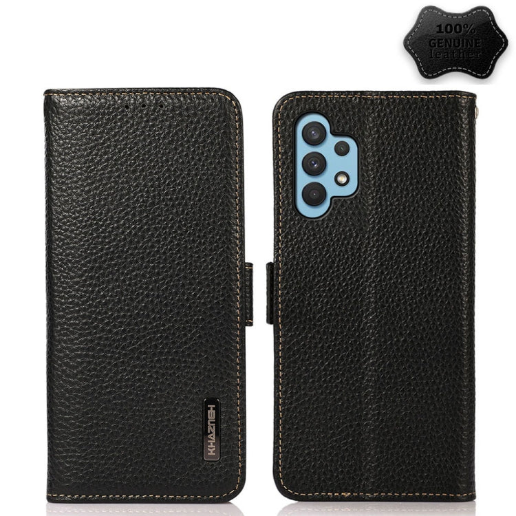 KHAZNEH Side-Magnetic Litchi Genuine Leather RFID Phone Case, For Samsung Galaxy A02s EU Version, For Samsung Galaxy A02s Global Version, For Samsung Galaxy A03s 166mm Version, For Samsung Galaxy A12 5G, For Samsung Galaxy A22 4G                       ...