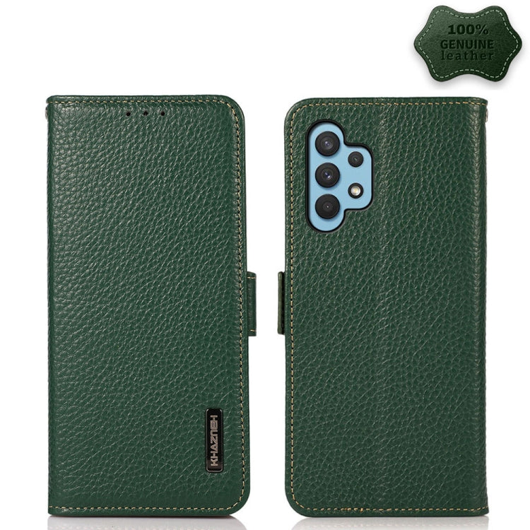 KHAZNEH Side-Magnetic Litchi Genuine Leather RFID Phone Case, For Samsung Galaxy A02s EU Version, For Samsung Galaxy A02s Global Version, For Samsung Galaxy A03s 166mm Version, For Samsung Galaxy A12 5G, For Samsung Galaxy A22 4G                       ...