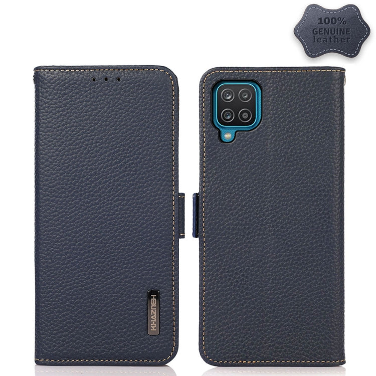 KHAZNEH Side-Magnetic Litchi Genuine Leather RFID Phone Case, For Samsung Galaxy A02s EU Version, For Samsung Galaxy A02s Global Version, For Samsung Galaxy A03s 166mm Version, For Samsung Galaxy A12 5G, For Samsung Galaxy A22 4G                       ...