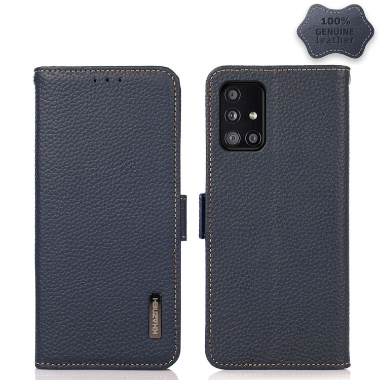 KHAZNEH Side-Magnetic Litchi Genuine Leather RFID Phone Case, For Samsung Galaxy A02s EU Version, For Samsung Galaxy A02s Global Version, For Samsung Galaxy A03s 166mm Version, For Samsung Galaxy A12 5G, For Samsung Galaxy A22 4G                       ...