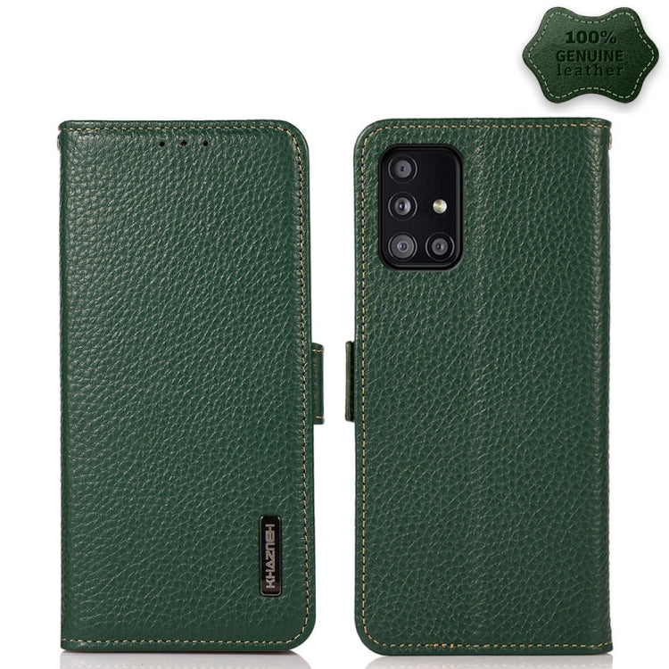 KHAZNEH Side-Magnetic Litchi Genuine Leather RFID Phone Case, For Samsung Galaxy A02s EU Version, For Samsung Galaxy A02s Global Version, For Samsung Galaxy A03s 166mm Version, For Samsung Galaxy A12 5G, For Samsung Galaxy A22 4G                       ...