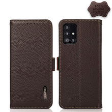 Load image into Gallery viewer, KHAZNEH Side-Magnetic Litchi Genuine Leather RFID Phone Case, For Samsung Galaxy A02s EU Version, For Samsung Galaxy A02s Global Version, For Samsung Galaxy A03s 166mm Version, For Samsung Galaxy A12 5G, For Samsung Galaxy A22 4G                       ...