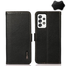 Load image into Gallery viewer, KHAZNEH Side-Magnetic Litchi Genuine Leather RFID Phone Case, For Samsung Galaxy A02s EU Version, For Samsung Galaxy A02s Global Version, For Samsung Galaxy A03s 166mm Version, For Samsung Galaxy A12 5G, For Samsung Galaxy A22 4G                       ...