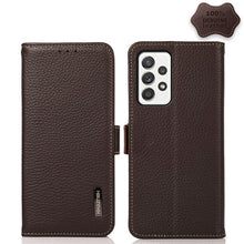 Load image into Gallery viewer, KHAZNEH Side-Magnetic Litchi Genuine Leather RFID Phone Case, For Samsung Galaxy A02s EU Version, For Samsung Galaxy A02s Global Version, For Samsung Galaxy A03s 166mm Version, For Samsung Galaxy A12 5G, For Samsung Galaxy A22 4G                       ...