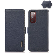 Load image into Gallery viewer, KHAZNEH Side-Magnetic Litchi Genuine Leather RFID Phone Case, For Samsung Galaxy A72 5G, For Samsung Galaxy A82 5G, For Samsung Galaxy F62 / M62, For Samsung Galaxy M32, For Samsung Galaxy M52 5G, For Samsung Galaxy S20 FE, For Samsung Galaxy S20+     ...