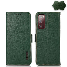 Load image into Gallery viewer, KHAZNEH Side-Magnetic Litchi Genuine Leather RFID Phone Case, For Samsung Galaxy A72 5G, For Samsung Galaxy A82 5G, For Samsung Galaxy F62 / M62, For Samsung Galaxy M32, For Samsung Galaxy M52 5G, For Samsung Galaxy S20 FE, For Samsung Galaxy S20+     ...
