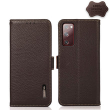 Load image into Gallery viewer, KHAZNEH Side-Magnetic Litchi Genuine Leather RFID Phone Case, For Samsung Galaxy A72 5G, For Samsung Galaxy A82 5G, For Samsung Galaxy F62 / M62, For Samsung Galaxy M32, For Samsung Galaxy M52 5G, For Samsung Galaxy S20 FE, For Samsung Galaxy S20+     ...