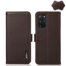 Load image into Gallery viewer, KHAZNEH Side-Magnetic Litchi Genuine Leather RFID Phone Case, For Samsung Galaxy A72 5G, For Samsung Galaxy A82 5G, For Samsung Galaxy F62 / M62, For Samsung Galaxy M32, For Samsung Galaxy M52 5G, For Samsung Galaxy S20 FE, For Samsung Galaxy S20+     ...