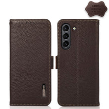 Load image into Gallery viewer, KHAZNEH Side-Magnetic Litchi Genuine Leather RFID Phone Case, For Samsung Galaxy A72 5G, For Samsung Galaxy A82 5G, For Samsung Galaxy F62 / M62, For Samsung Galaxy M32, For Samsung Galaxy M52 5G, For Samsung Galaxy S20 FE, For Samsung Galaxy S20+     ...