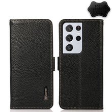 Load image into Gallery viewer, KHAZNEH Side-Magnetic Litchi Genuine Leather RFID Phone Case, For Samsung Galaxy S21 Ultra 5G, For Samsung Galaxy S22+ 5G, For Samsung Galaxy S22 5G, For Samsung Galaxy S22 Ultra 5G, For Samsung Galaxy Xcover 5, For Samsung Galaxy A03 164mm Version    ...