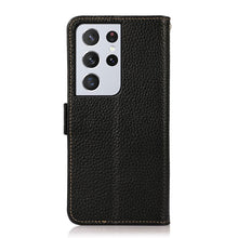 Load image into Gallery viewer, KHAZNEH Side-Magnetic Litchi Genuine Leather RFID Phone Case, For Samsung Galaxy S21 Ultra 5G, For Samsung Galaxy S22+ 5G, For Samsung Galaxy S22 5G, For Samsung Galaxy S22 Ultra 5G, For Samsung Galaxy Xcover 5, For Samsung Galaxy A03 164mm Version    ...