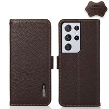 Load image into Gallery viewer, KHAZNEH Side-Magnetic Litchi Genuine Leather RFID Phone Case, For Samsung Galaxy S21 Ultra 5G, For Samsung Galaxy S22+ 5G, For Samsung Galaxy S22 5G, For Samsung Galaxy S22 Ultra 5G, For Samsung Galaxy Xcover 5, For Samsung Galaxy A03 164mm Version    ...