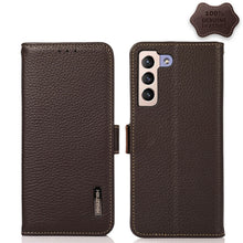 Load image into Gallery viewer, KHAZNEH Side-Magnetic Litchi Genuine Leather RFID Phone Case, For Samsung Galaxy S21 Ultra 5G, For Samsung Galaxy S22+ 5G, For Samsung Galaxy S22 5G, For Samsung Galaxy S22 Ultra 5G, For Samsung Galaxy Xcover 5, For Samsung Galaxy A03 164mm Version    ...