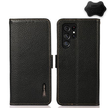 Load image into Gallery viewer, KHAZNEH Side-Magnetic Litchi Genuine Leather RFID Phone Case, For Samsung Galaxy S21 Ultra 5G, For Samsung Galaxy S22+ 5G, For Samsung Galaxy S22 5G, For Samsung Galaxy S22 Ultra 5G, For Samsung Galaxy Xcover 5, For Samsung Galaxy A03 164mm Version    ...