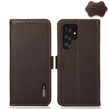 Load image into Gallery viewer, KHAZNEH Side-Magnetic Litchi Genuine Leather RFID Phone Case, For Samsung Galaxy S21 Ultra 5G, For Samsung Galaxy S22+ 5G, For Samsung Galaxy S22 5G, For Samsung Galaxy S22 Ultra 5G, For Samsung Galaxy Xcover 5, For Samsung Galaxy A03 164mm Version    ...