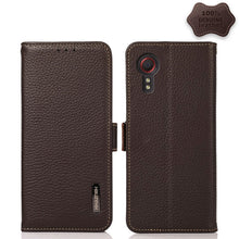Load image into Gallery viewer, KHAZNEH Side-Magnetic Litchi Genuine Leather RFID Phone Case, For Samsung Galaxy S21 Ultra 5G, For Samsung Galaxy S22+ 5G, For Samsung Galaxy S22 5G, For Samsung Galaxy S22 Ultra 5G, For Samsung Galaxy Xcover 5, For Samsung Galaxy A03 164mm Version    ...