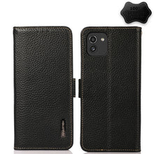 Load image into Gallery viewer, KHAZNEH Side-Magnetic Litchi Genuine Leather RFID Phone Case, For Samsung Galaxy S21 Ultra 5G, For Samsung Galaxy S22+ 5G, For Samsung Galaxy S22 5G, For Samsung Galaxy S22 Ultra 5G, For Samsung Galaxy Xcover 5, For Samsung Galaxy A03 164mm Version    ...