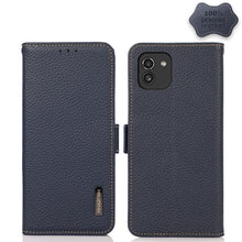 Load image into Gallery viewer, KHAZNEH Side-Magnetic Litchi Genuine Leather RFID Phone Case, For Samsung Galaxy S21 Ultra 5G, For Samsung Galaxy S22+ 5G, For Samsung Galaxy S22 5G, For Samsung Galaxy S22 Ultra 5G, For Samsung Galaxy Xcover 5, For Samsung Galaxy A03 164mm Version    ...