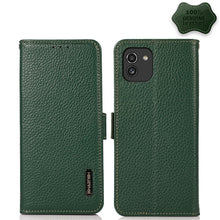 Load image into Gallery viewer, KHAZNEH Side-Magnetic Litchi Genuine Leather RFID Phone Case, For Samsung Galaxy S21 Ultra 5G, For Samsung Galaxy S22+ 5G, For Samsung Galaxy S22 5G, For Samsung Galaxy S22 Ultra 5G, For Samsung Galaxy Xcover 5, For Samsung Galaxy A03 164mm Version    ...