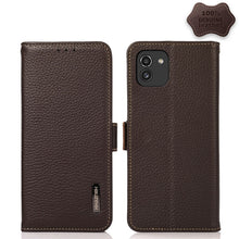 Load image into Gallery viewer, KHAZNEH Side-Magnetic Litchi Genuine Leather RFID Phone Case, For Samsung Galaxy S21 Ultra 5G, For Samsung Galaxy S22+ 5G, For Samsung Galaxy S22 5G, For Samsung Galaxy S22 Ultra 5G, For Samsung Galaxy Xcover 5, For Samsung Galaxy A03 164mm Version    ...
