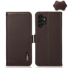 Load image into Gallery viewer, KHAZNEH Side-Magnetic Litchi Genuine Leather RFID Phone Case, For Samsung Galaxy S21 Ultra 5G, For Samsung Galaxy S22+ 5G, For Samsung Galaxy S22 5G, For Samsung Galaxy S22 Ultra 5G, For Samsung Galaxy Xcover 5, For Samsung Galaxy A03 164mm Version    ...