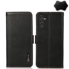Load image into Gallery viewer, KHAZNEH Side-Magnetic Litchi Genuine Leather RFID Phone Case, For Samsung Galaxy S21 Ultra 5G, For Samsung Galaxy S22+ 5G, For Samsung Galaxy S22 5G, For Samsung Galaxy S22 Ultra 5G, For Samsung Galaxy Xcover 5, For Samsung Galaxy A03 164mm Version    ...