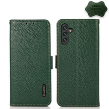 Load image into Gallery viewer, KHAZNEH Side-Magnetic Litchi Genuine Leather RFID Phone Case, For Samsung Galaxy S21 Ultra 5G, For Samsung Galaxy S22+ 5G, For Samsung Galaxy S22 5G, For Samsung Galaxy S22 Ultra 5G, For Samsung Galaxy Xcover 5, For Samsung Galaxy A03 164mm Version    ...