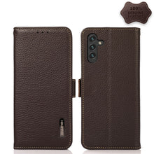 Load image into Gallery viewer, KHAZNEH Side-Magnetic Litchi Genuine Leather RFID Phone Case, For Samsung Galaxy S21 Ultra 5G, For Samsung Galaxy S22+ 5G, For Samsung Galaxy S22 5G, For Samsung Galaxy S22 Ultra 5G, For Samsung Galaxy Xcover 5, For Samsung Galaxy A03 164mm Version    ...