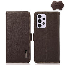 Load image into Gallery viewer, KHAZNEH Side-Magnetic Litchi Genuine Leather RFID Phone Case, For Samsung Galaxy S21 Ultra 5G, For Samsung Galaxy S22+ 5G, For Samsung Galaxy S22 5G, For Samsung Galaxy S22 Ultra 5G, For Samsung Galaxy Xcover 5, For Samsung Galaxy A03 164mm Version    ...
